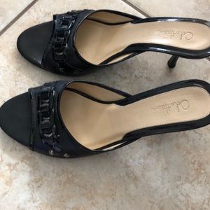 Cole Haan slip on dress heels - black sandals